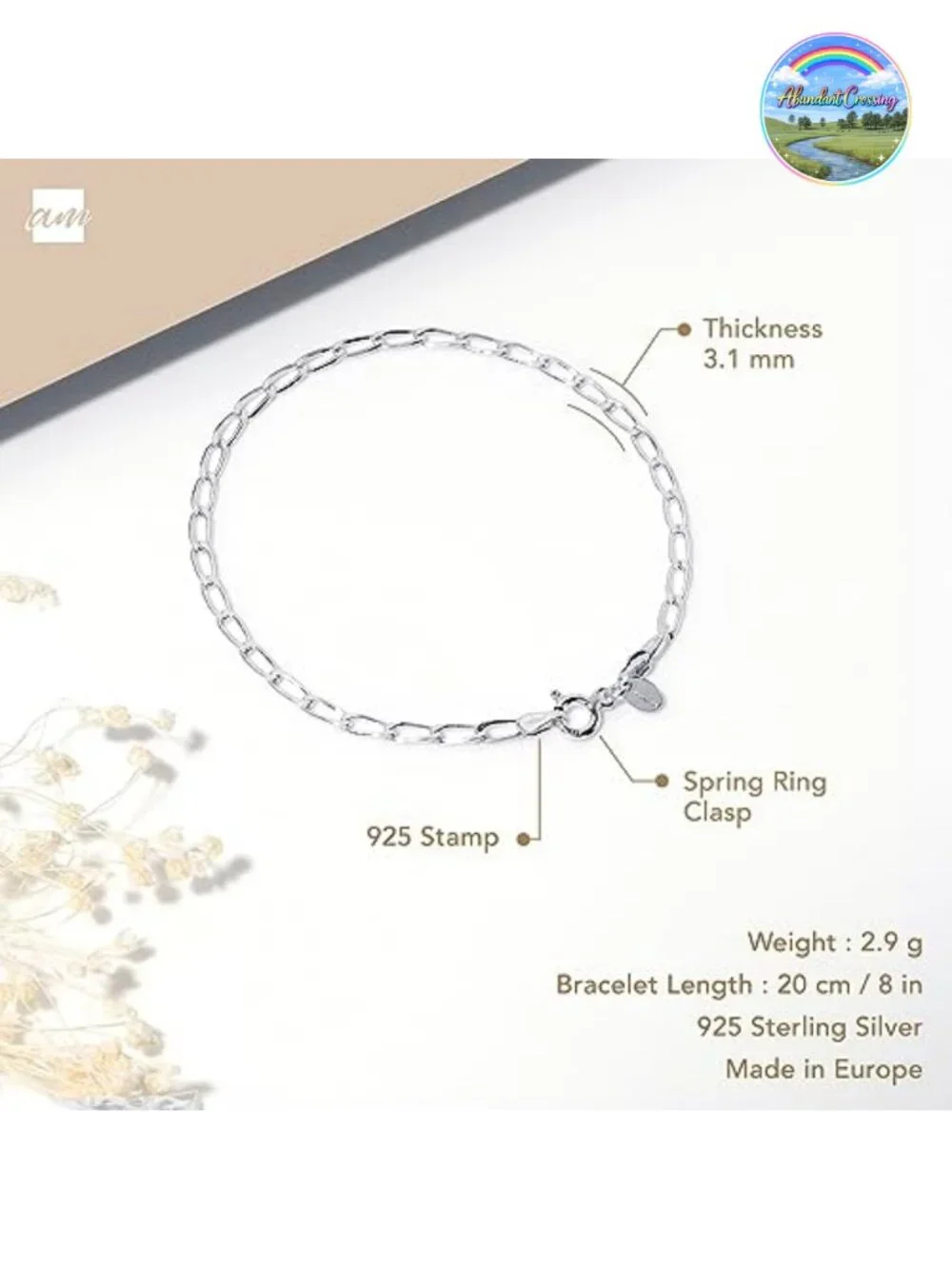 925 Sterling Silver Adjustable Link Chain Bracelet for Charms